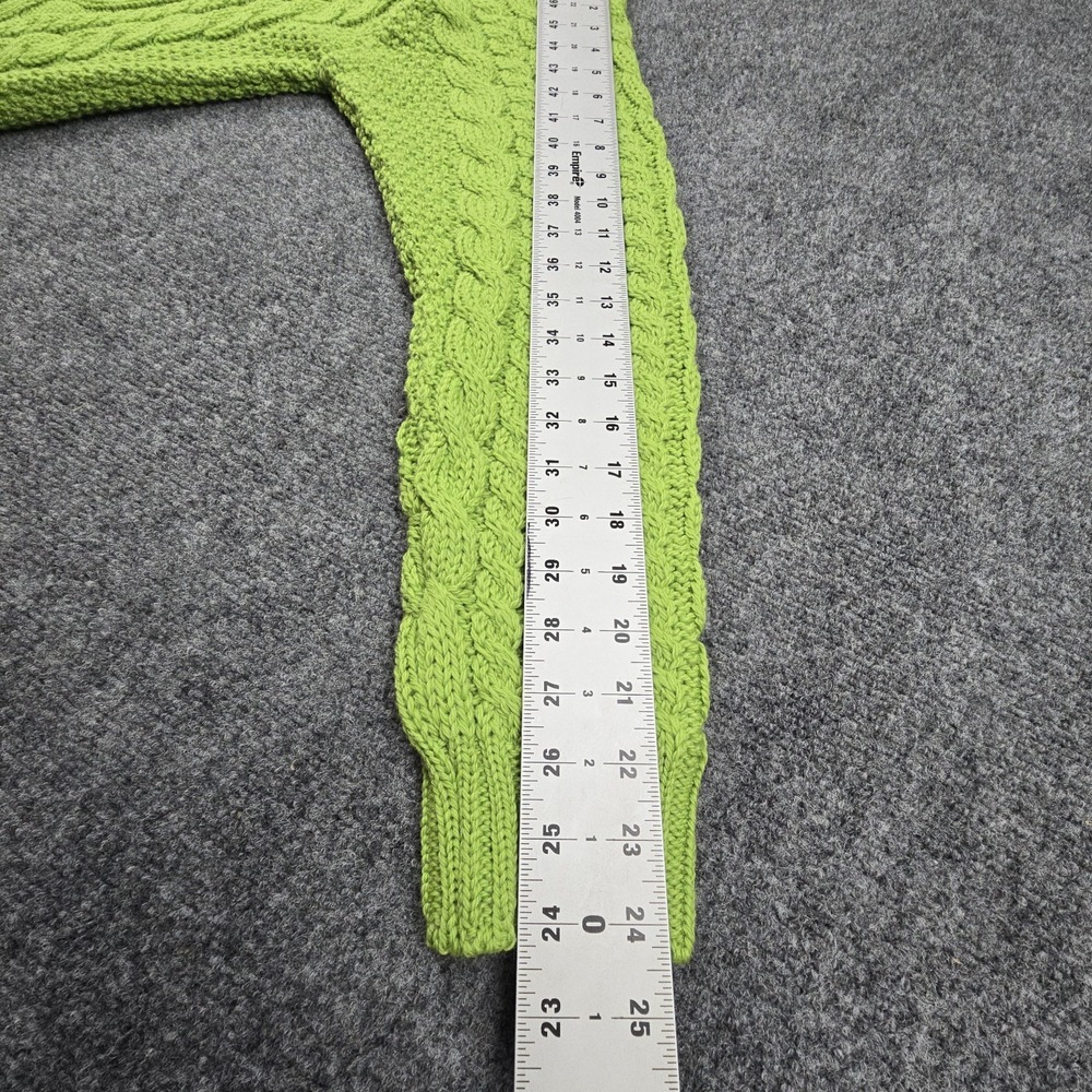 Aran Crafts‎ Irish Merino Wool Zip Cardigan Womens NWT L Green Cable Knit - Picture 11 of 11
